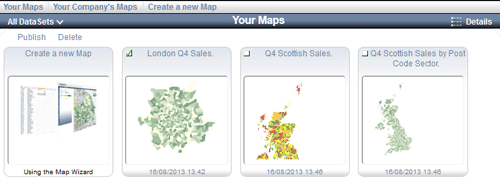 Select the Map(s) that you wish to publish